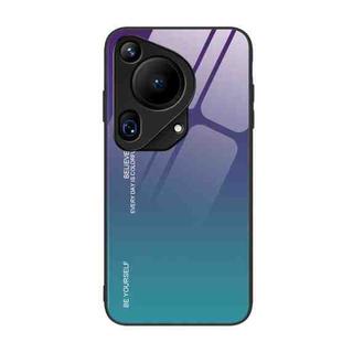 For Huawei Pura 70 Ultra Gradient Color Glass Phone Case(Aurora Blue)