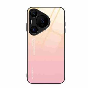For Huawei Pura 70 Pro Gradient Color Glass Phone Case(Yellow Pink)