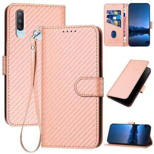 For vivo Y17/Y15/Y12/Y11 YX0070 Carbon Fiber Buckle Leather Phone Case with Lanyard(Pink)