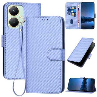 For vivo Y27 4G Global YX0070 Carbon Fiber Buckle Leather Phone Case with Lanyard(Light Purple)