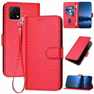 For vivo Y52s 5G/iQOO U3/Y31s 5G YX0070 Carbon Fiber Buckle Leather Phone Case with Lanyard(Red)