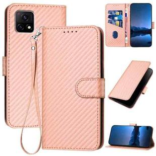 For vivo Y52s 5G/iQOO U3/Y31s 5G YX0070 Carbon Fiber Buckle Leather Phone Case with Lanyard(Pink)