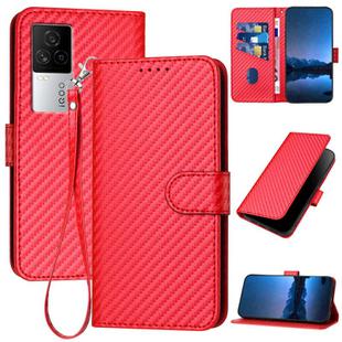 For vivo iQOO 7 India / iQOO Neo5 YX0070 Carbon Fiber Buckle Leather Phone Case with Lanyard(Red)