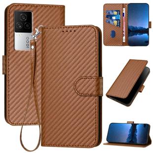 For vivo iQOO 7 India / iQOO Neo5 YX0070 Carbon Fiber Buckle Leather Phone Case with Lanyard(Coffee)