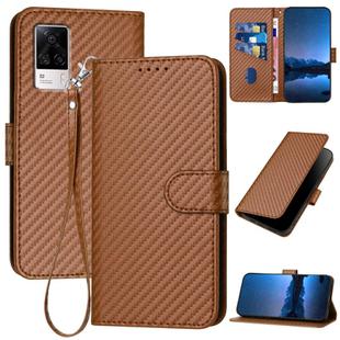 For vivo S9e YX0070 Carbon Fiber Buckle Leather Phone Case with Lanyard(Coffee)