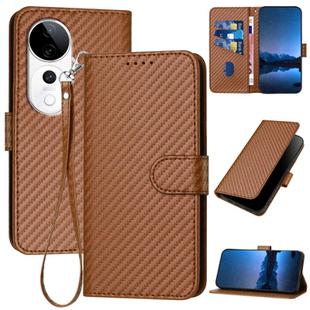 For vivo S19 Pro YX0070 Carbon Fiber Buckle Leather Phone Case with Lanyard(Coffee)