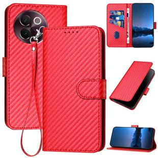 For vivo V30e YX0070 Carbon Fiber Buckle Leather Phone Case with Lanyard(Red)