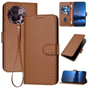 For vivo V30e YX0070 Carbon Fiber Buckle Leather Phone Case with Lanyard(Coffee)