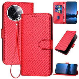 For vivo Y200i YX0070 Carbon Fiber Buckle Leather Phone Case with Lanyard(Red)