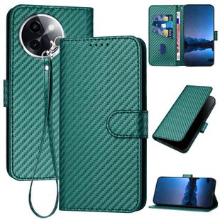 For vivo Y200i YX0070 Carbon Fiber Buckle Leather Phone Case with Lanyard(Dark Green)