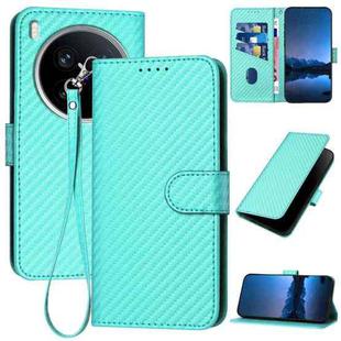 For vivo X200 Ultra YX0070 Carbon Fiber Buckle Leather Phone Case with Lanyard(Light Blue)