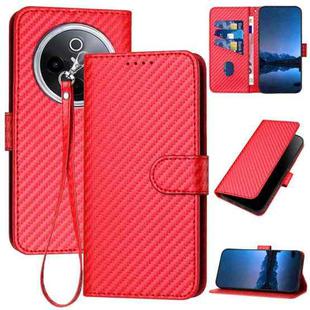 For vivo iQOO Z10 / T4 / Y300 Pro YX0070 Carbon Fiber Buckle Leather Phone Case with Lanyard(Red)