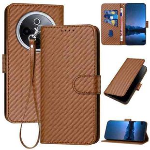 For vivo iQOO Z10 / T4 / Y300 Pro YX0070 Carbon Fiber Buckle Leather Phone Case with Lanyard(Coffee)