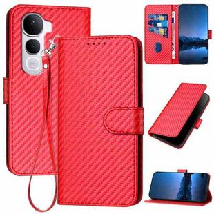 For vivo Y400 Pro 5G YX0070 Carbon Fiber Buckle Leather Phone Case with Lanyard(Red)