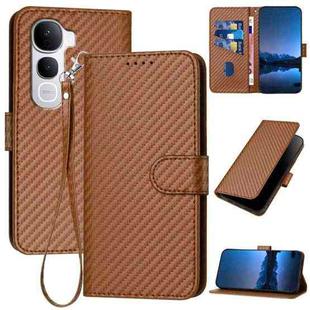 For vivo Y400 Pro 5G YX0070 Carbon Fiber Buckle Leather Phone Case with Lanyard(Coffee)