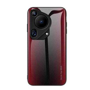 For Huawei Pura 70 Ultra Texture Gradient Glass TPU Phone Case(Red)