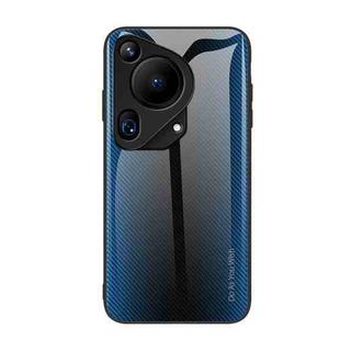 For Huawei Pura 70 Ultra Texture Gradient Glass TPU Phone Case(Blue)