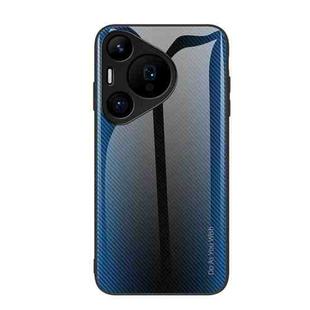 For Huawei Pura 70 Pro Texture Gradient Glass TPU Phone Case(Blue)