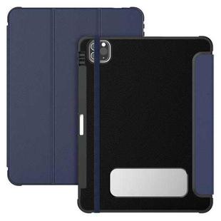 For iPad Pro 12.9 2022 / 2021 / 2020 Carbon Fiber Leather Smart Tablet Case(Navy Blue)