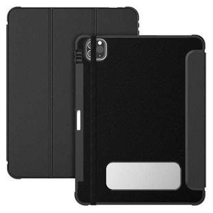 For iPad Pro 12.9 2022 / 2021 / 2020 Carbon Fiber Leather Smart Tablet Case(Black)