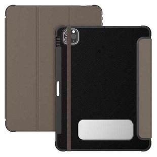 For iPad Pro 12.9 2022 / 2021 / 2020 Carbon Fiber Leather Smart Tablet Case(Brown)