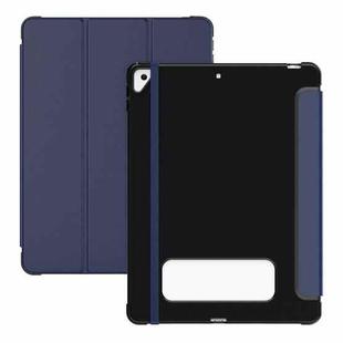 For iPad 10.2 2021 / Air 10.5 Carbon Fiber Leather Smart Tablet Case(Navy Blue)