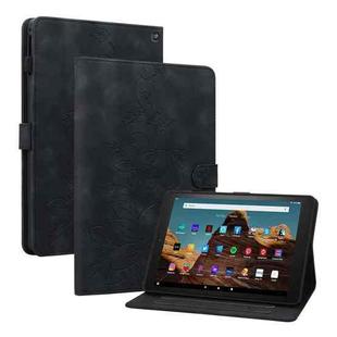 For Amazon Fire HD10 2023 Lily Embossed Leather Tablet Case(Black)