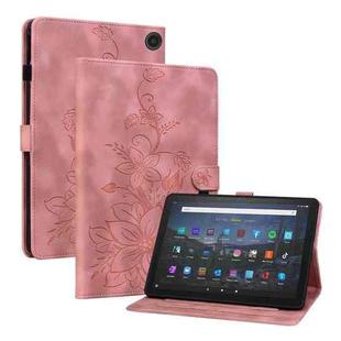 For Amazon Fire Max 11 Lily Embossed Leather Tablet Case(Pink)