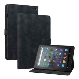 For Amazon Fire 7 2022 Lily Embossed Leather Tablet Case(Black)