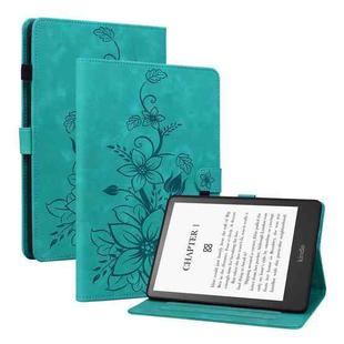 For Amazon Kindle Paperwhite5 Lily Embossed Leather Tablet Case(Green)