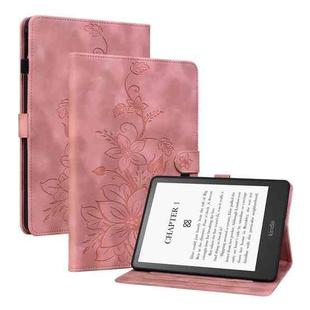 For Amazon Kindle Paperwhite5 Lily Embossed Leather Tablet Case(Pink)