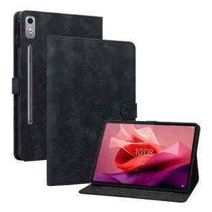 For Lenovo Tab P12 12.7 Lily Embossed Leather Tablet Case(Black)
