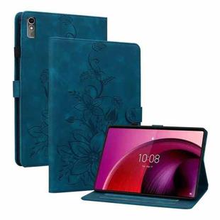 For Lenovo Tab M10 5G 2023 Lily Embossed Leather Tablet Case(Dark Blue)