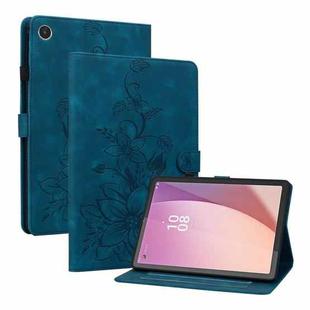 For Lenovo Tab M8 4th Gen TB300FU Lily Embossed Leather Tablet Case(Dark Blue)