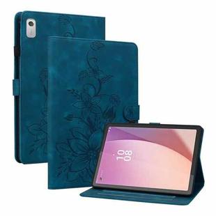 For Lenovo Tab M9 Lily Embossed Leather Tablet Case(Dark Blue)