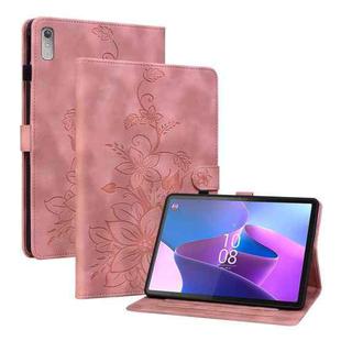 For Lenovo Tab P11 Gen 2 11.5 Lily Embossed Leather Tablet Case(Pink)