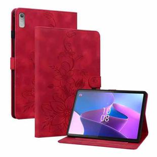 For Lenovo Tab P11 Gen 2 11.5 Lily Embossed Leather Tablet Case(Red)