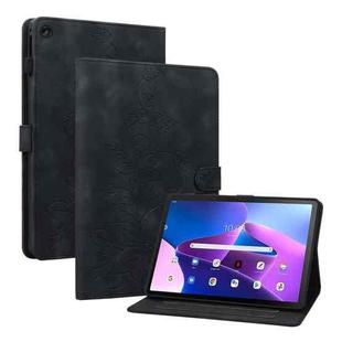 For Lenovo Tab M10 10.1 3rd Gen Lily Embossed Leather Tablet Case(Black)