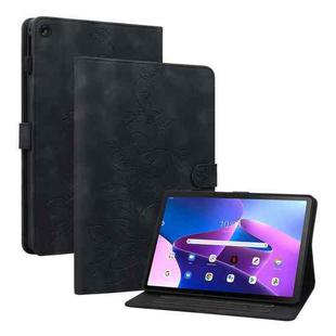 For Lenovo Tab M10 Plus 10.6 3rd Gen Lily Embossed Leather Tablet Case(Black)