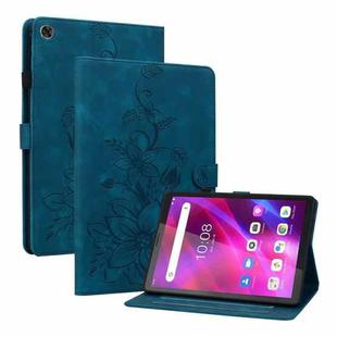 For Lenovo Tab M7 3rd Gen Lily Embossed Leather Tablet Case(Dark Blue)