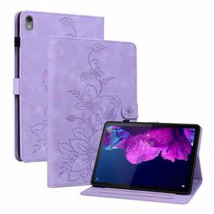 For Lenovo Tab P11 /Xiaoxin Pad Plus Lily Embossed Leather Tablet Case(Purple)