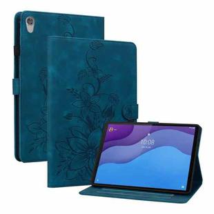 For Lenovo Tab M10 HD Gen2 Lily Embossed Leather Tablet Case(Dark Blue)