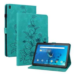 For Lenovo Tab M10 X605 /M10 HD X505 Lily Embossed Leather Tablet Case(Green)