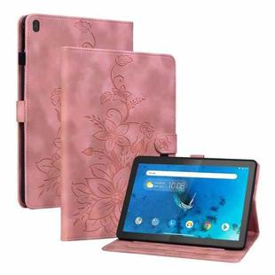 For Lenovo Tab M10 X605 /M10 HD X505 Lily Embossed Leather Tablet Case(Pink)