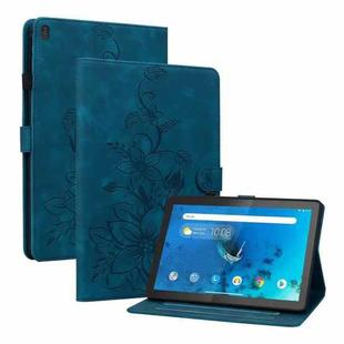 For Lenovo Tab M10 X605 /M10 HD X505 Lily Embossed Leather Tablet Case(Dark Blue)