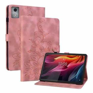 For Lenovo Tab K11 Plus Lily Embossed Leather Tablet Case(Pink)