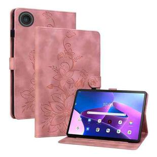 For Lenovo ZhaoYang K10C 10.1 inch Lily Embossed Leather Tablet Case(Pink)