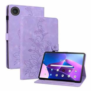 For Lenovo ZhaoYang K10C 10.1 inch Lily Embossed Leather Tablet Case(Purple)