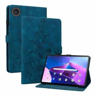 For Lenovo ZhaoYang K10C 10.1 inch Lily Embossed Leather Tablet Case(Dark Blue)
