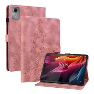 For Lenovo Idea Tab 11 / Xiaoxin Pad 2025 Lily Embossed Leather Tablet Case(Pink)
